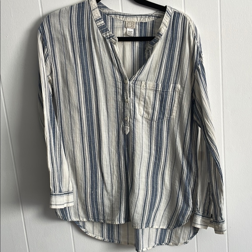 Canyon River Blues Blue and White Striped Long-Sleeve Pullover Shirt